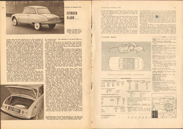 Bijou - Article anglais dans "The Autocar" du 10 février 1961 (2)